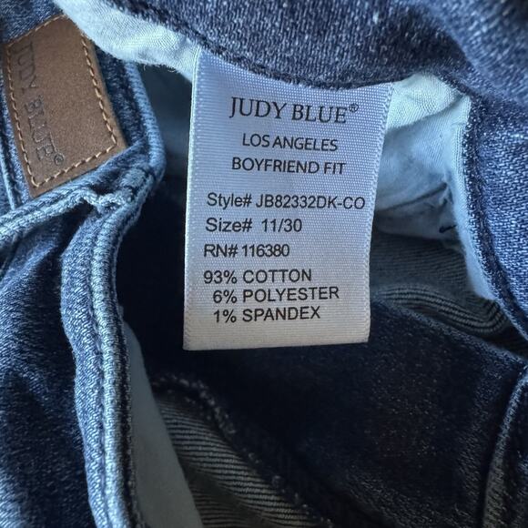 Judy Blue Distressed Boyfriend Fit Jeans Size 11/30 Dark Wash Blue Cowgirl - Picture 6 of 7
